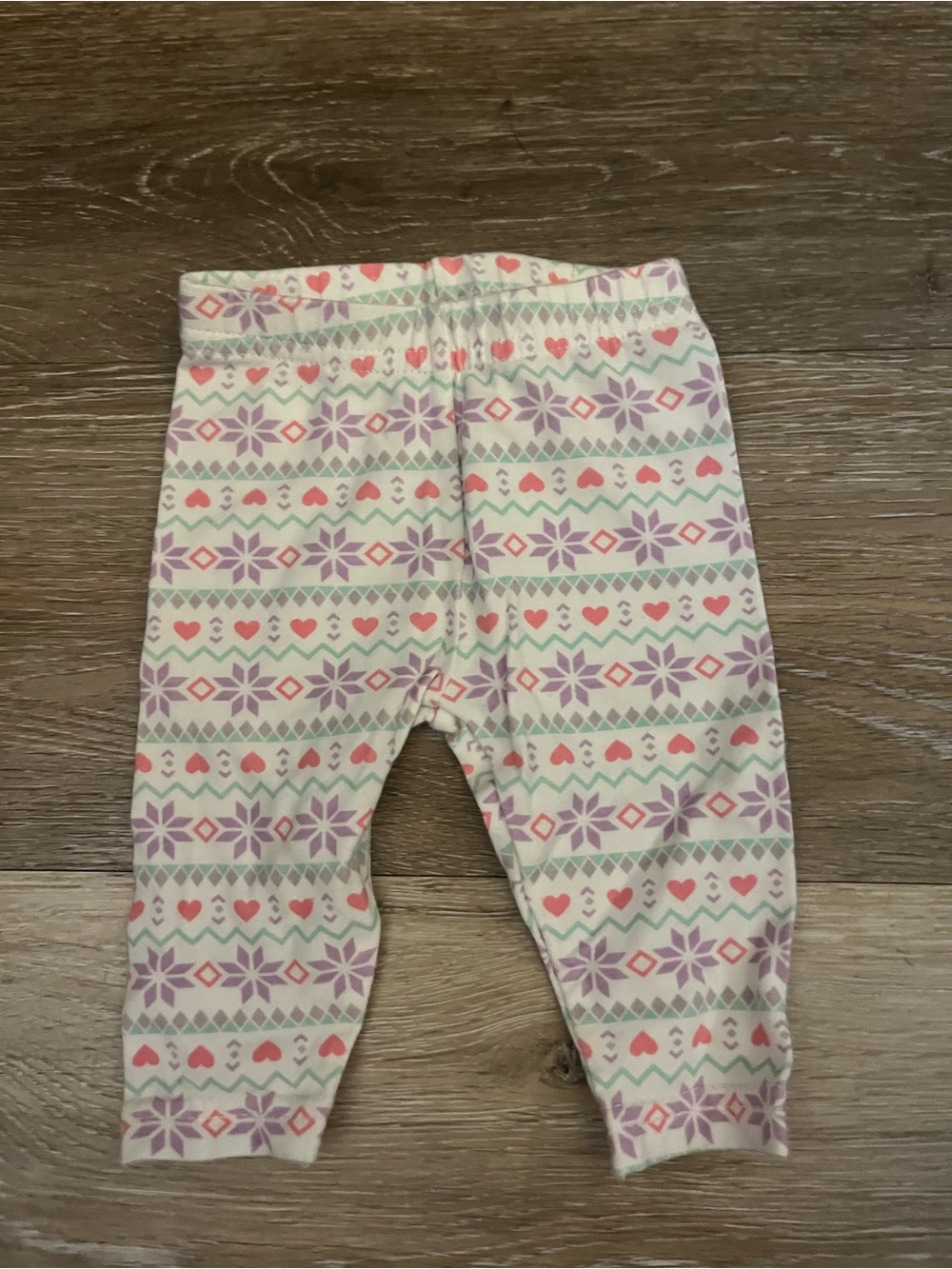 Carter's Child of Mine Heart & Fair Isle Newborn Leggings - Pink, Purple, Mint